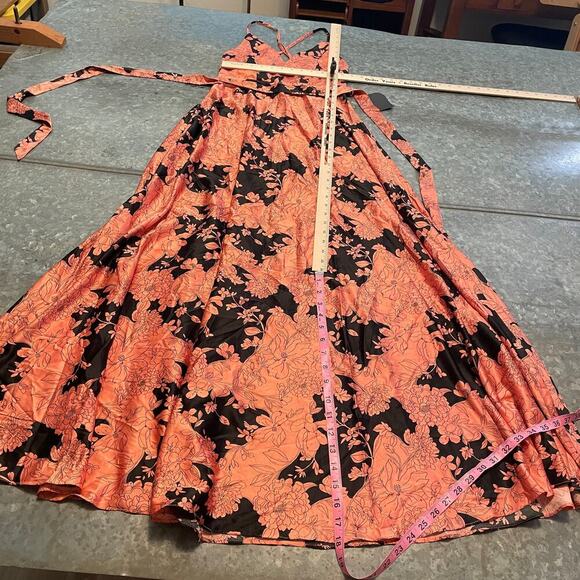 NWT Lulus Tea Gardens Rusty Rose Floral Print Satin Maxi Dress XS Coral Pink - Picture 13 of 16